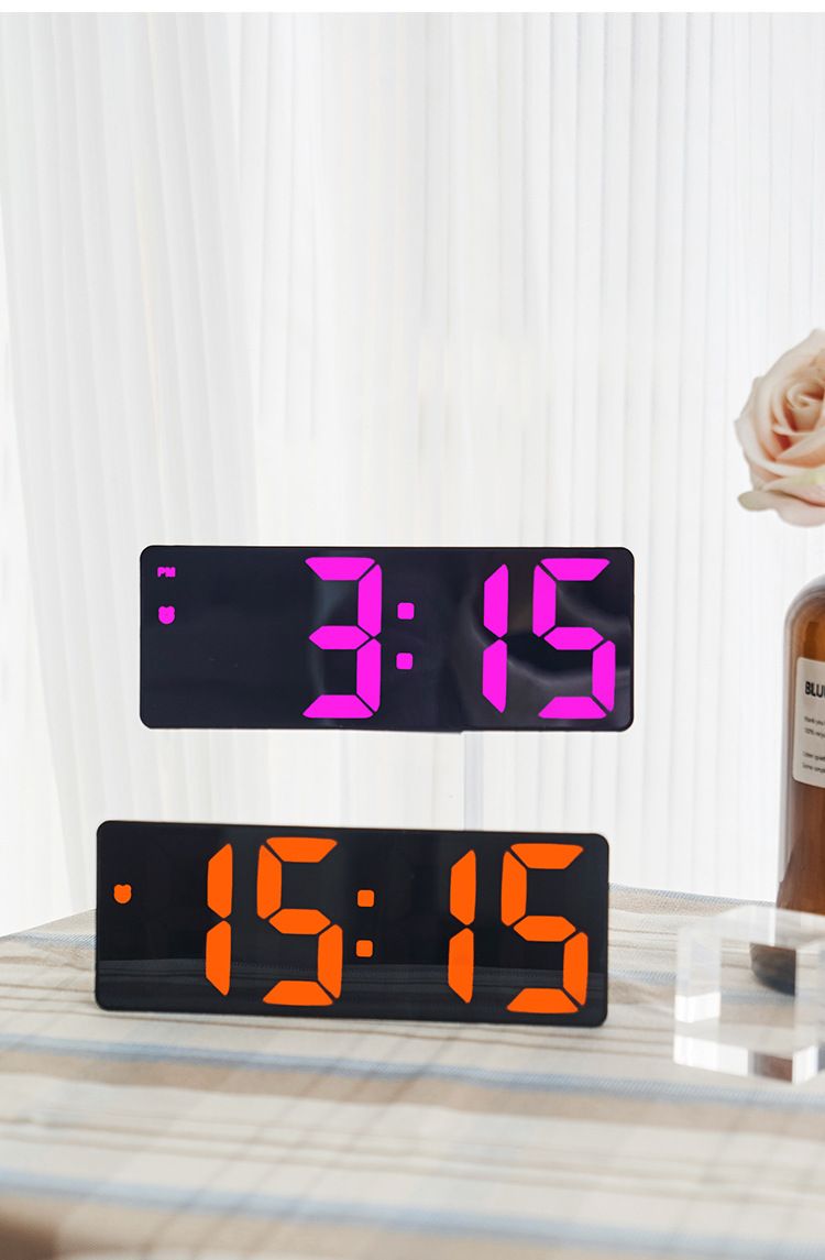 Alarm Clocks Creative Mirror Multi Function LED Makeup Mirror Battery Plug In Dual Purpose Alarm Clock_voghion.com