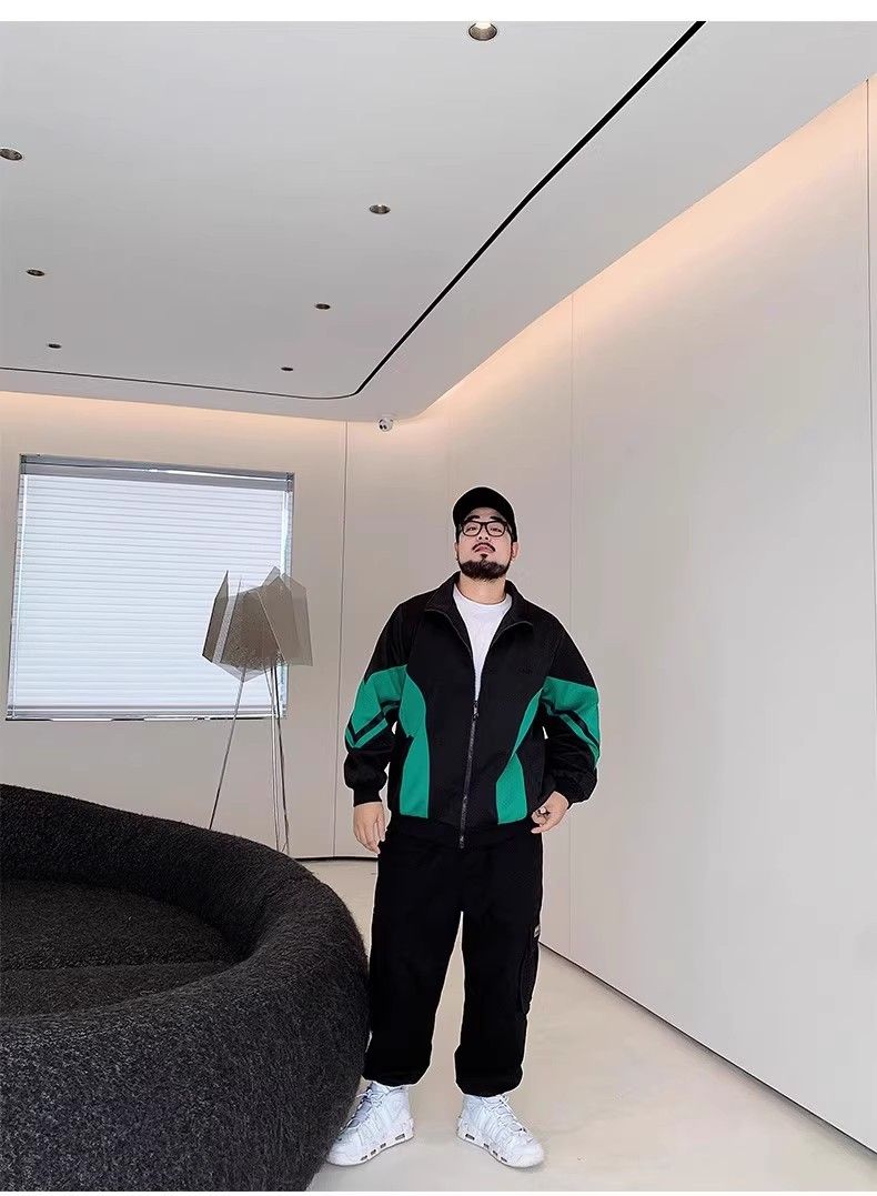 Men's Clothing Plus Size Casual Contrast Color Stitching Design Jacket Loose Versatile Stand Collar Jacket_voghion.com