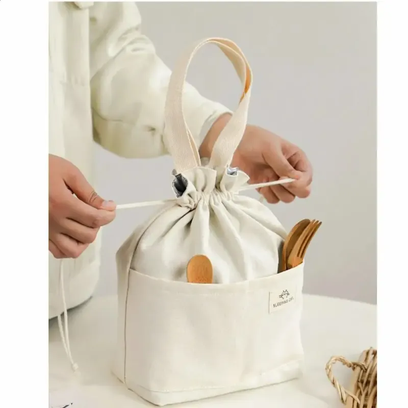 Brushed Canvas Insulated Lunch Bag Thick Aluminum Foil Box Cooler Handbag Picnic Food Dinner Container 250318l_voghion.com
