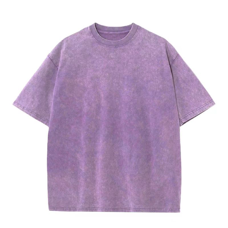 2025d 230g Pure Vintage Kurzarm Wachsfarbe gewaschen Drop Shoulder Vollbaumwolle lose Oversize T-Shirt_voghion.com