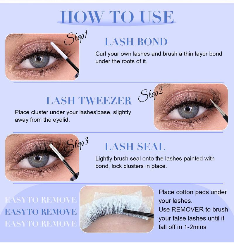 Grenzüberschreitend, neu, 416 Büschel dichter, gemischter einzelner Büschel falscher Wimpern, Set mit 10 Stück 18 mm, DIY-segmentierte Wimpern_voghion.com