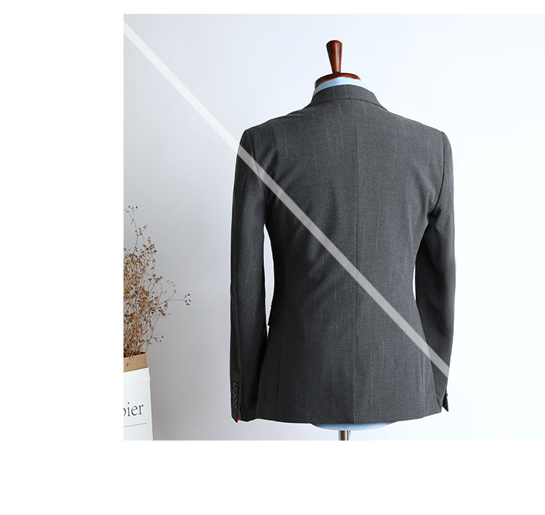 Dreiteiliges Slim Fit-Anzugset für Herren mit blauen Streifen – Eleganter Hochzeits- und Businessanzug mit Weste und Hose_voghion.com