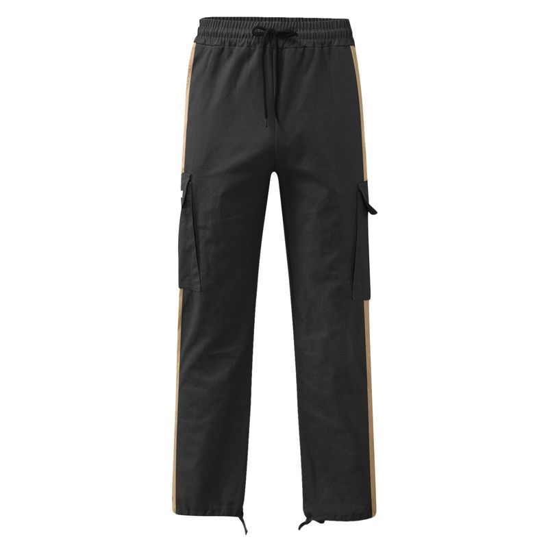 Pantaloni cargo da uomo nuovi, primavera-autunno 2025, con coulisse e design a blocchi di colore_voghion.com