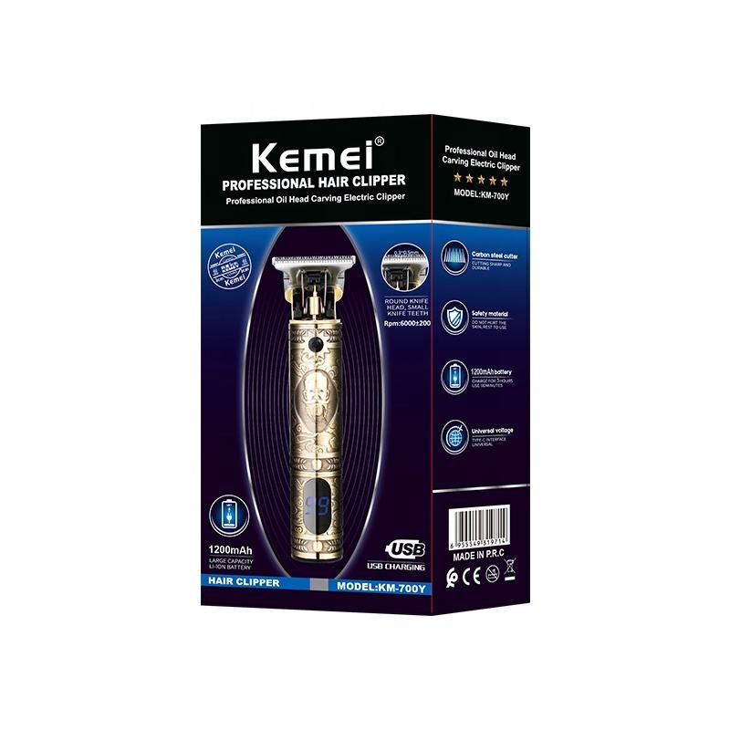 Kemei Km-700y Kuelestol Hoertrimmer Elektresch Clipper LCD Digital Display USB Opluedbar Opluedbar T Schwaarz_voghion.com