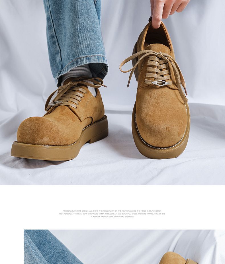 Derby-Schuhe mit rundem Kopf für Herren, dicke Sohle, erhöhte Freizeitschuhe mit großem Kopf, niedriges Oberteil, Werkzeug-Herrenschuhe_voghion.com
