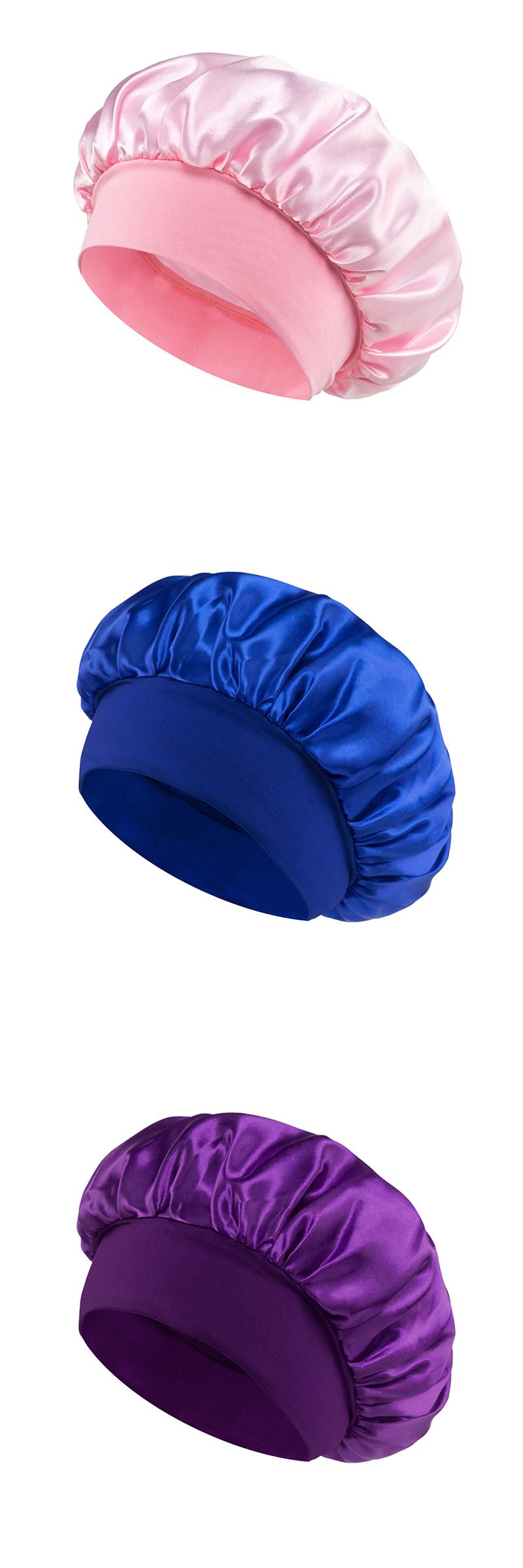effen kleur brede rand elastische volwassen slaapmuts mannen en vrouwen mode haarverzorging schoonheid douchemuts satijn chemotherapie muts_voghion.com