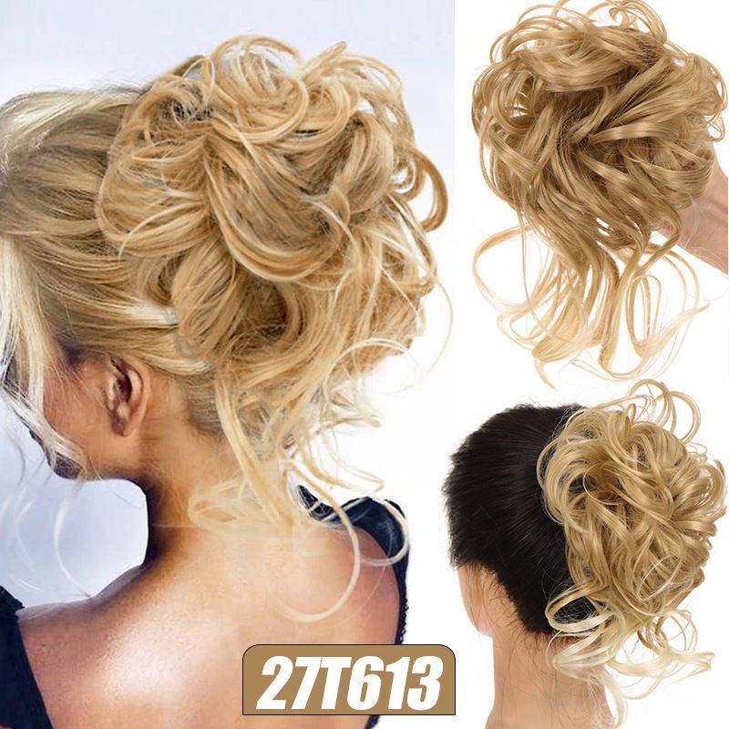 Extension per capelli Parrucca Anello per capelli Testa a sfera Alta temperatura Seta Soffice e disordinato Barba lunga Chignon a sfera 25 cm_voghion.com