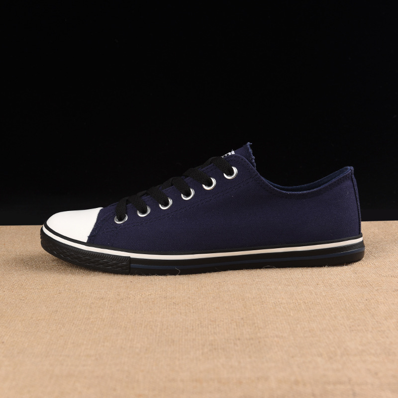 Canvas Men's Black Student Small White Flat Sole Lace Up Casual Board Shoes 139_voghion.com