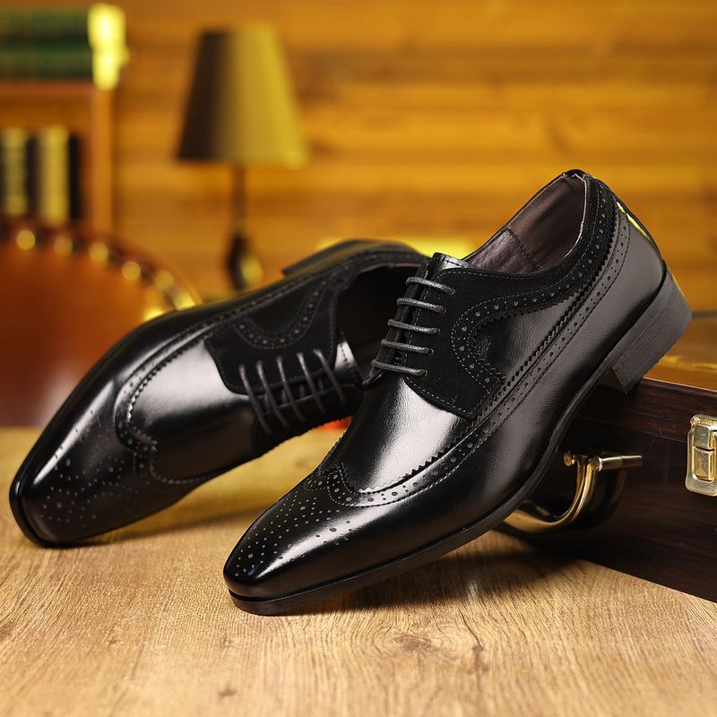 Männer Business Casual Kleed Oxfords Formell Lace-Up Schong fir Büro, Parteien, an alldeegleche Kleeder_voghion.com