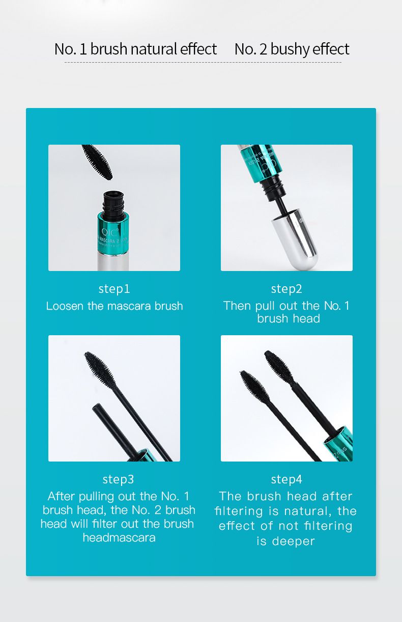 Skønhed Sundhed QIC Qini Farve Dobbelt Effekt 4D Mascara Vandtæt Lang Krøllet Naturlig Tyk 2i1 Mascara Nordamerikansk Makeup_voghion.com