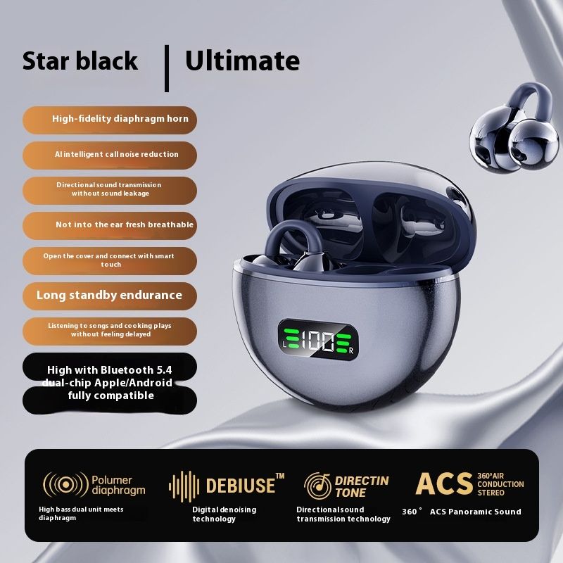 2025 New M79 Open Air Bone Conduction Bluetooth Wireless Clip On Long Range Noise Cancelling Earphone_voghion.com