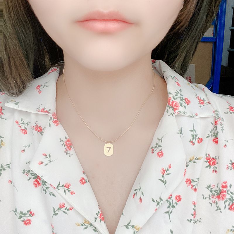 Niche Design New Lucky Number 7 Titanium Steel Necklace Instagram Cool Wind Collar Chain Women's Pendant Net Red Tide_voghion.com