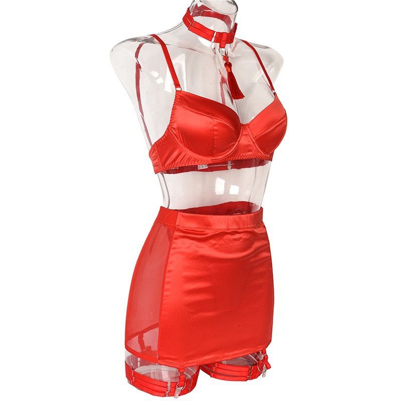 Sexy anello in acciaio, glutei sodi, petto grande, piccola tentazione, collo pendente, nappa, lingerie stile spaccato_voghion.com