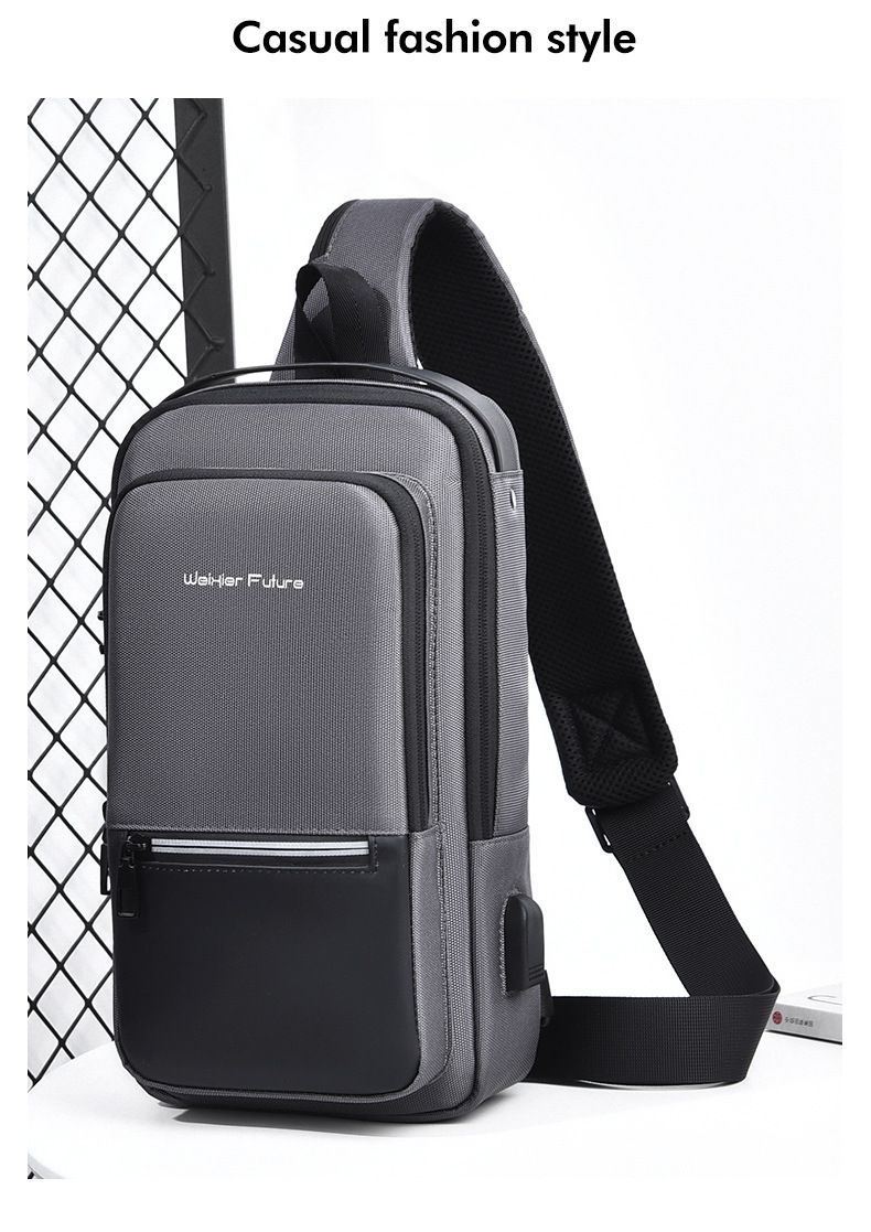 Fashionable Backpack Messenger Bag For Men Men's Shoulder Bag Large Capacity USB Oxford Waterproof Sports Chest Bag_voghion.com