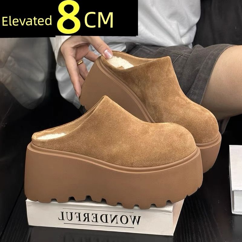 Brand Thick Bottom Toe Cap Fur Semi-Slipper Women 2025 New Arrival Spring And Autumn Outer Wear Height Increasing_voghion.com