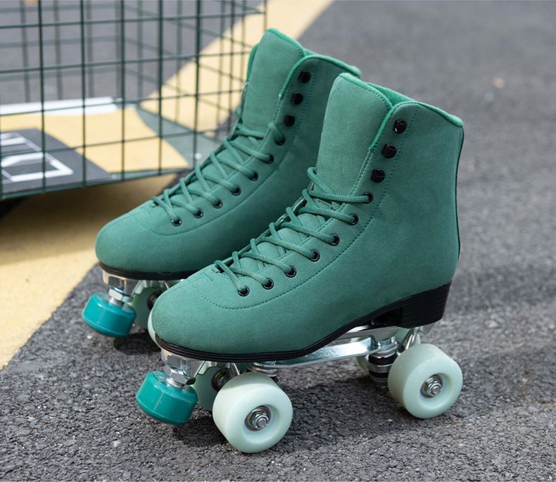 Zweireihige Jugendmode bequeme Schlittschuhe PU-Rad Metallhalterung_voghion.com