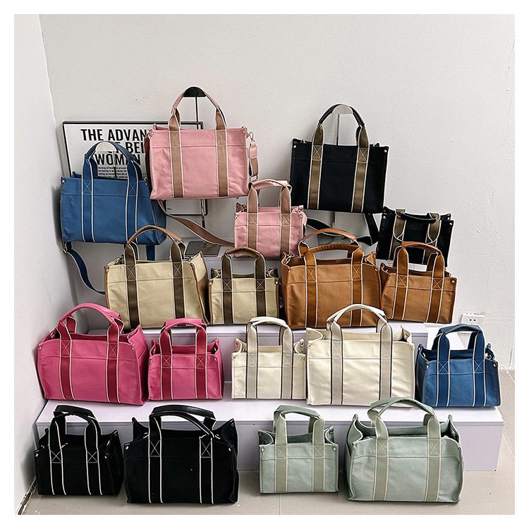 Japan and South Korea Foreign Trade Canvas Bag Women 2023 New Trendy Fashion handbag niche hit color commuting shoulder Messenger bag_voghion.com