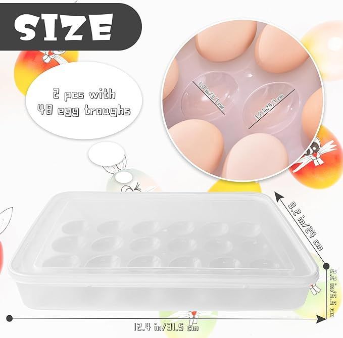 Deviled Egg Containers With Lid, (Set Of 2),Stackable Plastic Egg Holder For 48 Eggs,Clear Egg Storage Holder For Fridge,Keep Fresh,Easter,Thanksgiving Party Kitchen Supplies_voghion.com