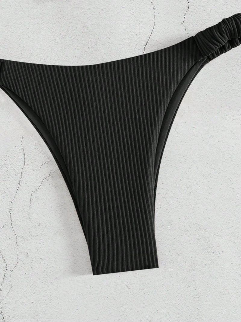 Women's Clothing Solid Color Tube Top Hollow Beach Bikini Triangle Split Beach Swimsuit_voghion.com
