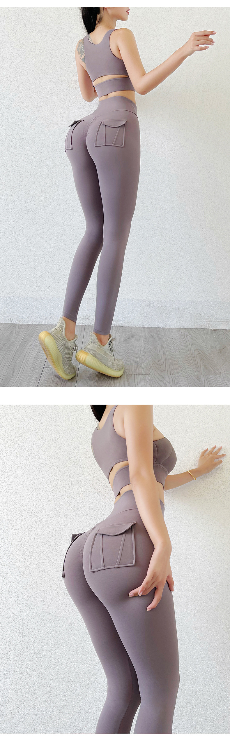 Women's Nude High-waist Butt-lifting Yoga Pants For Women With Pockets Sports Tights Chrysanthemum Fitness Pants_voghion.com