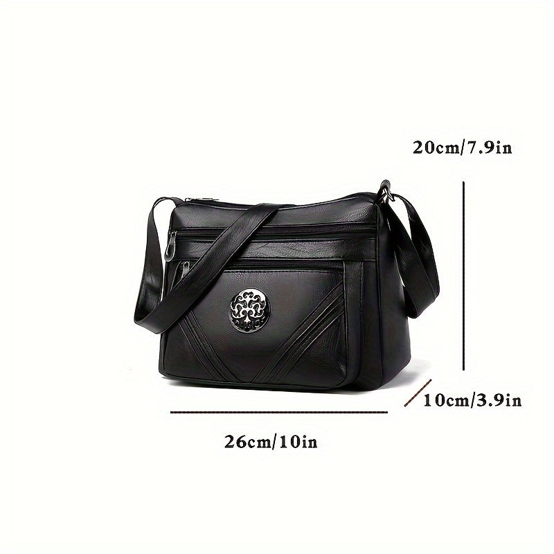 Borsa a tracolla alla moda per donna, borsa a tracolla multistrato, borsa in pelle PU con decorazioni in metallo_voghion.com