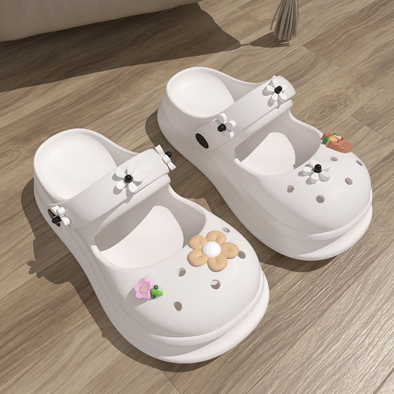 Sandali Netizen Girl Heart con foro a fiore piccolo Sandali estivi femminili per interni antiscivolo con suola morbida Pantofole fresche_voghion.com