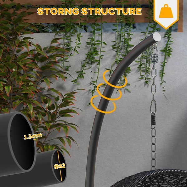 Hanging Hammock Chair Stand Round Base 40.2 X 76.8 Black Sturdy Outdoor Relaxation_voghion.com