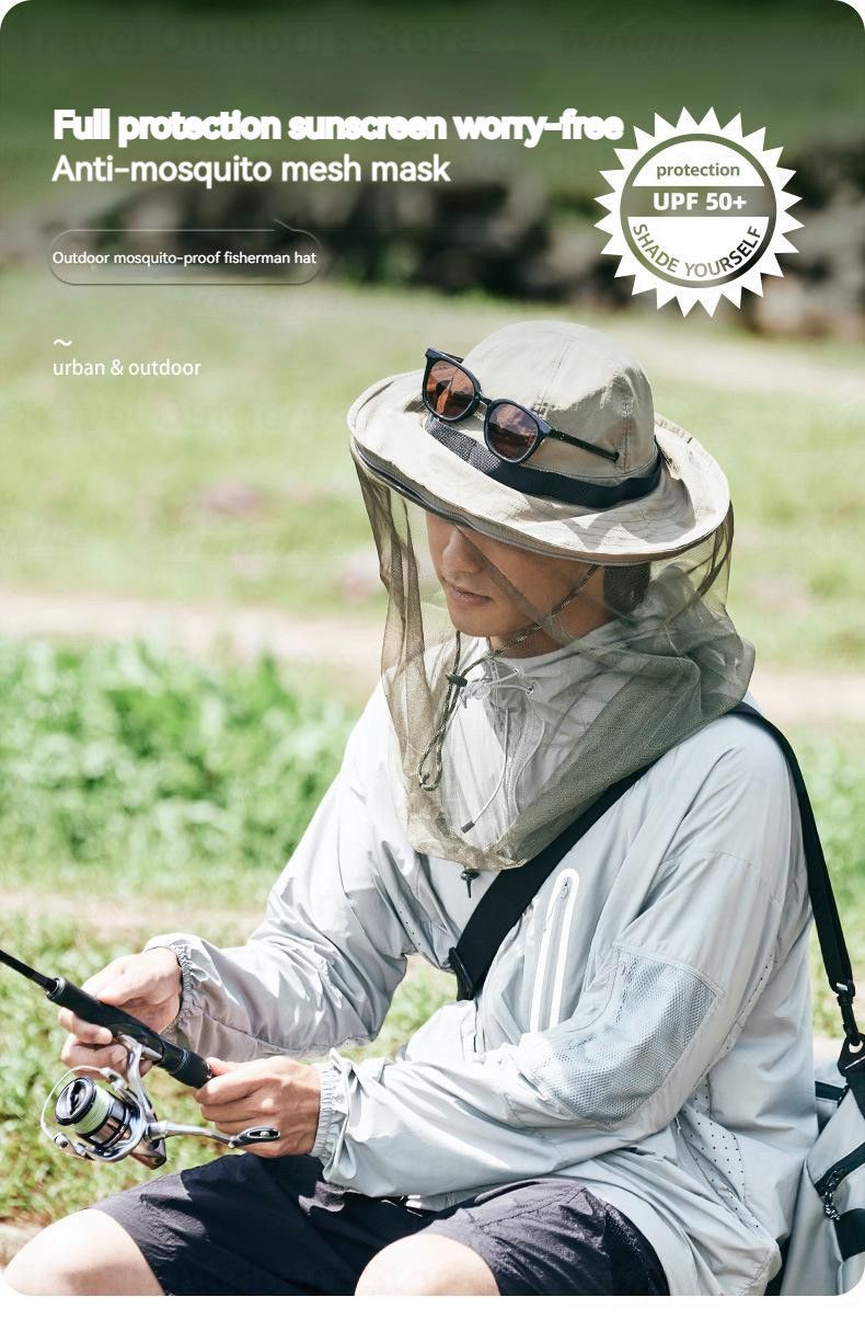 Fashion Naturehike Waterproof Fisherman Hat Sun Protection Cap with Mosquito Net Head Mesh for Outdoor Camping Hiking Jungle_voghion.com
