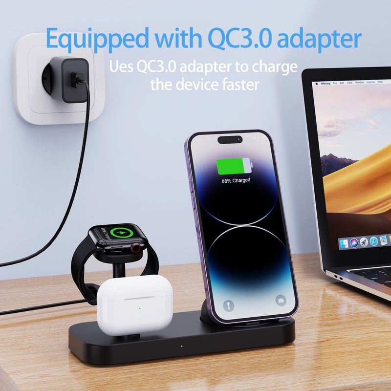 Multi functional three in one seat charger suitable for Apple, Samsung, mobile phones, earphones, watches, wireless_voghion.com