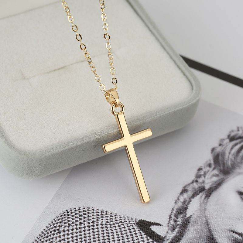 Damen Bijouen Koffer Kräiz Einfach Halskette Anhänger Modesch Temperament Retro High End Sense All Match Schléissebeenkette_voghion.com