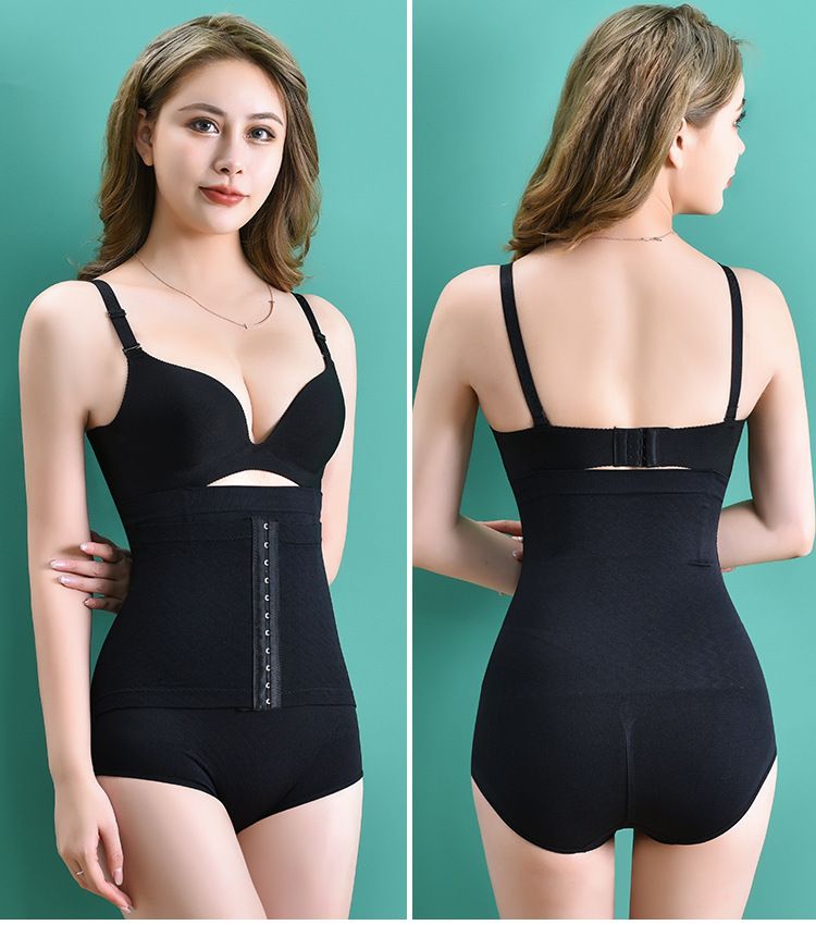 Seamless High-Waisted Shapewear - 3-Row Hook Butt-Lifting Panty For Postpartum & Tummy Control (S-3XL, Black/Khaki)_voghion.com