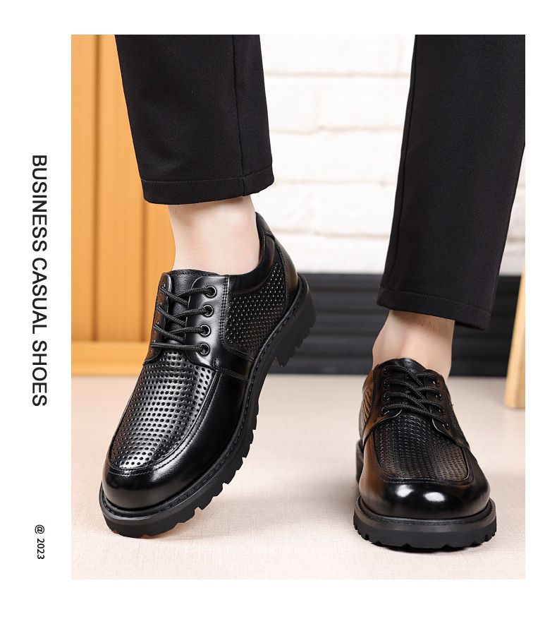 Zapatos casuales de cuero Sandalias transpirables de piel de vaca para hombre Zapatos de vestir de negocios de cuero hueco_voghion.com