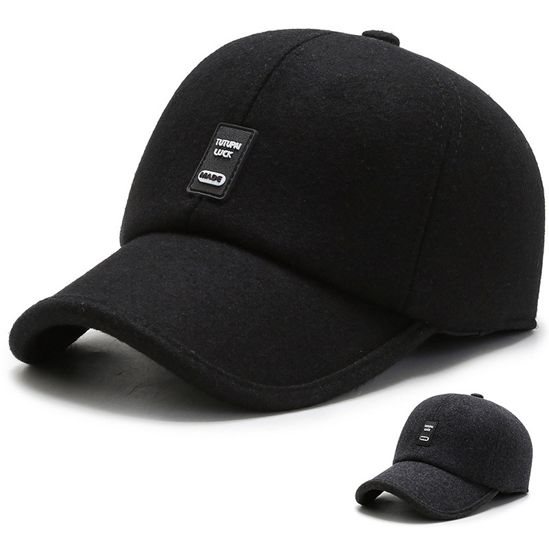 Chapeaux de baseball en laine d'hiver et d'hiver pour hommes, protection des oreilles, chapeaux à bec de canard, chapeaux en coton d'âge moyen_voghion.com