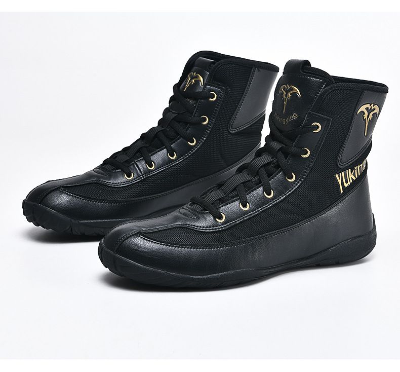 Chaussures de boxe pour hommes, chaussures de lutte, de combat, de squat, de compétition, montantes, résistantes à l'usure_voghion.com