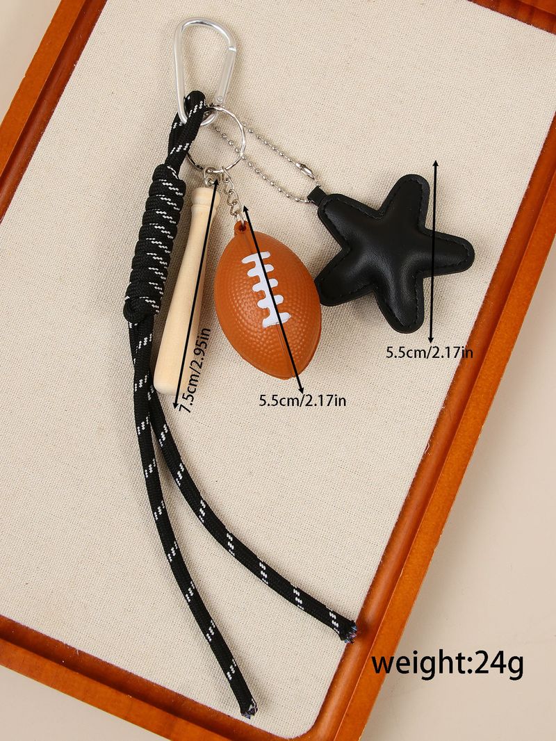 Handmade PU Leather Star Keychain Bag Charm - Camera & Football Design, Trendy DIY Accessory For Bags, Keys & More_voghion.com