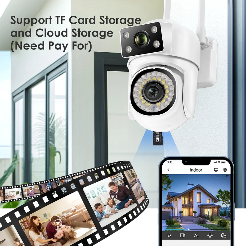 4K 8MP Wii PTZ divu objektīvu IP CCTV videonovērošanas kamera Ai Human Detect automātiskā izsekošana nakts redzamība ārā_voghion.com