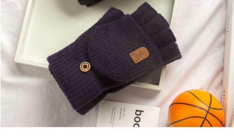Men's Half-Finger Gloves For Couples, Students, Writing, Fingerless, Korean Style, Autumn And Winter Knitted Wool, Flip_voghion.com