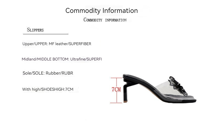 2024 Sommer Damenschuhe Kopfschleife Mesh Mode Outwear Square High Heel Transparent Gürtel Hausschuhe_voghion.com