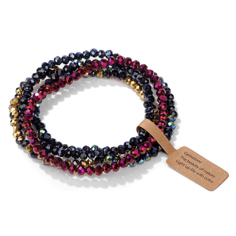 Pulsera de cuatro piezas de vidrio bañado en color para mujer, conjunto de regalo de moda para mejor amiga, joyería_voghion.com