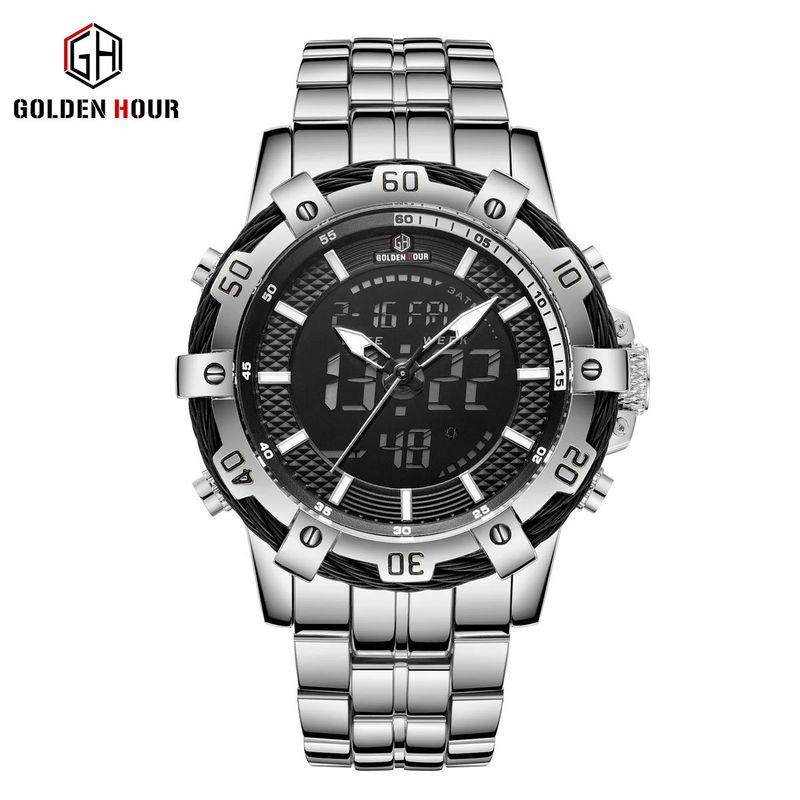 Spiral Crown Men's Single Folding Buckle Pointer Round Watch_voghion.com