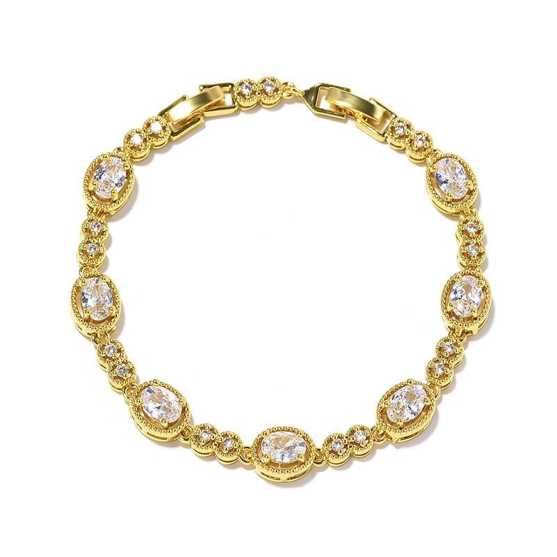 Korean Blue Color Treasure Rectangular Light Pure Handmade Inlaid Geometric Colored Zircon Bracelet For Women_voghion.com