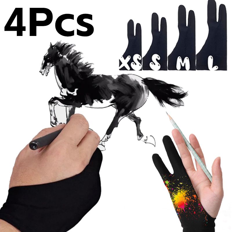 4-1 pz guanti anti-touch a due dita per pittura a mano per tablet iPad schermo digitale disegno guanto anti-incrostazione_voghion.com