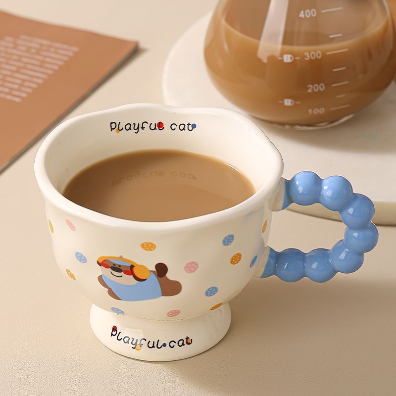 Becher Hause Polka Dot Kaffeetasse Keramik Cartoon Wasser Tasse_voghion.com