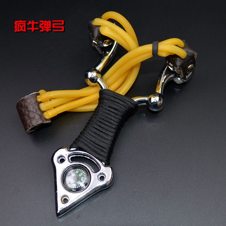 High-Strength Alloy Crazy Outdoor Camping Lifesaving Golden Bull Slingshot Stainless Steel Competitive Tightening Scalp Band Set_voghion.com