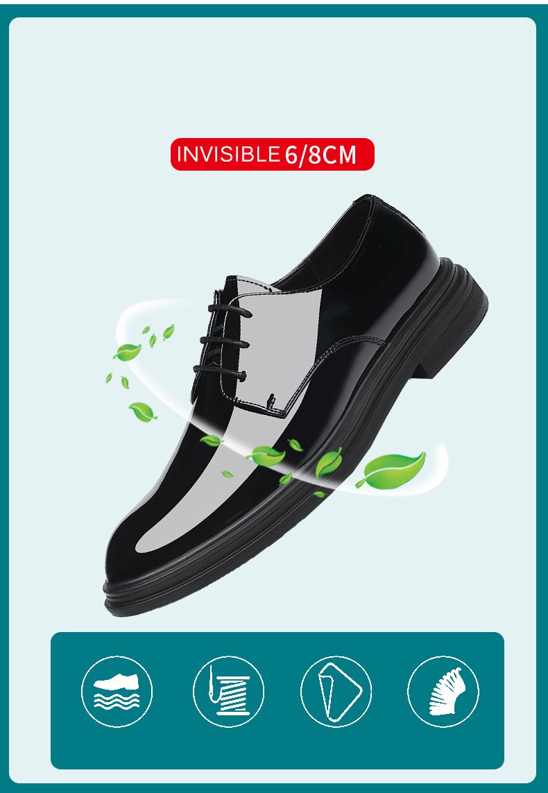 FUQIAO New 6/8 Cm Derby Patent Leather Height Raise Men Dress Formal Business Elevator Shoes Light Upper Material_voghion.com