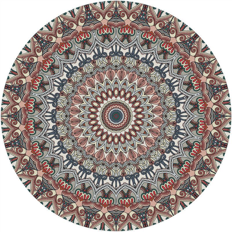 Ethnic Style Round Carpet For Living Room, Large Area Sofa Coffee Table Mat, Homestay Decoration, Easy To Clean_voghion.com