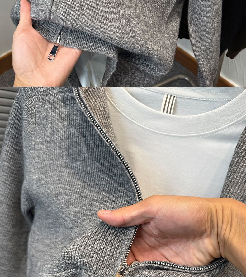 Herren-Strickjacke mit Reißverschluss und Kapuze – Winterpullover (M-3XL, Beige/Grau/Schwarz/Braun)_voghion.com