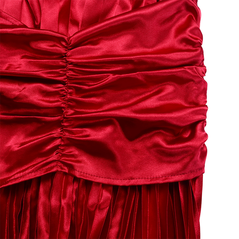 women's clothing new one-shoulder pleated long skirt oblique collar waist dress _voghion.com