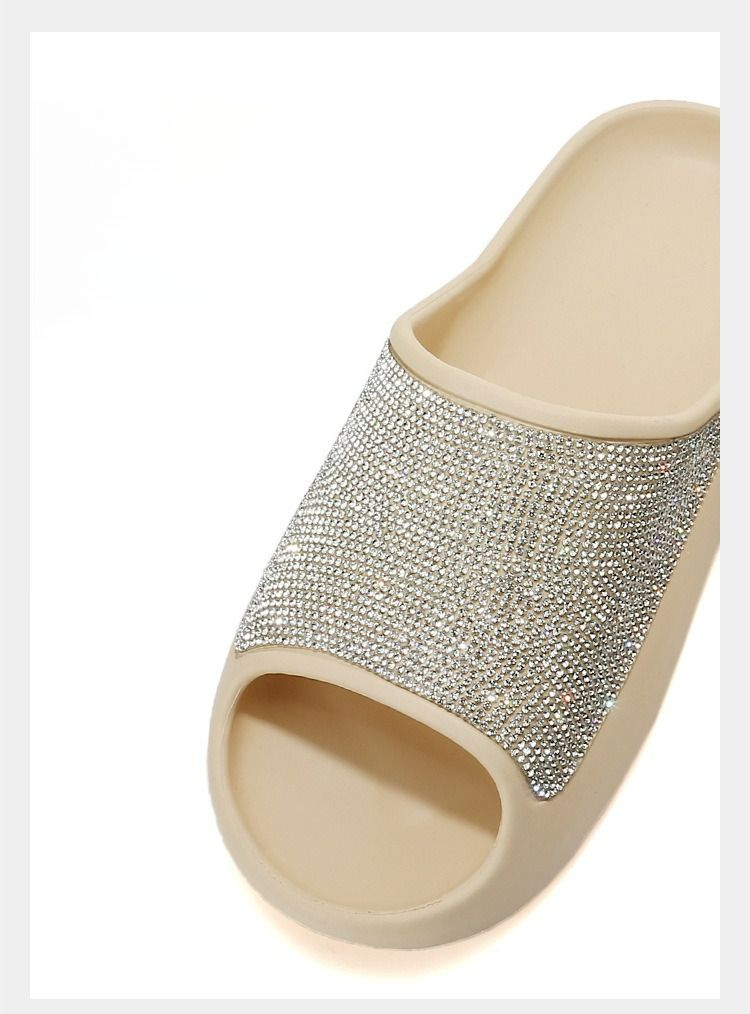 Damen-Hausschuhe mit glänzenden Strasssteinen – Hausschuhe für drinnen_voghion.com