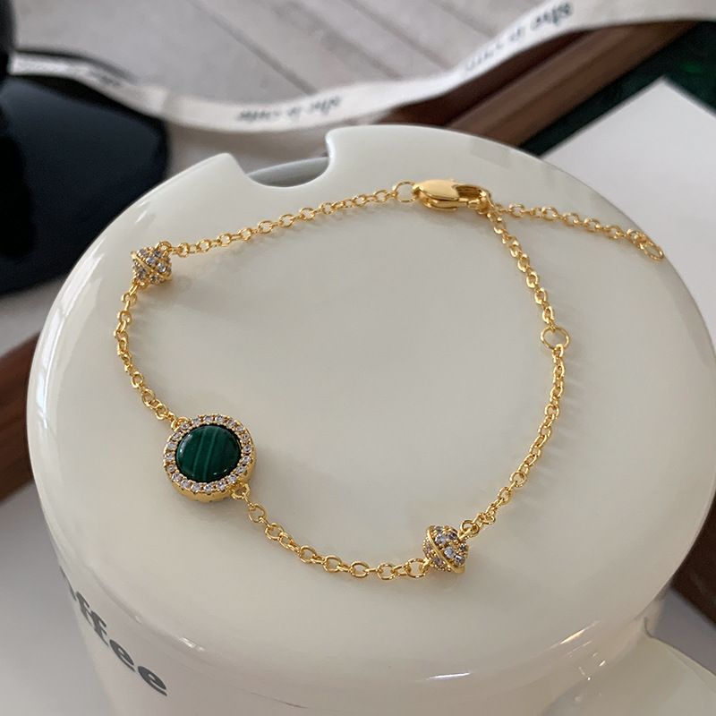 Bracciale in malachite per donna, gioielli in pietra naturale di alta qualità in stile palazzo di Yiwu_voghion.com